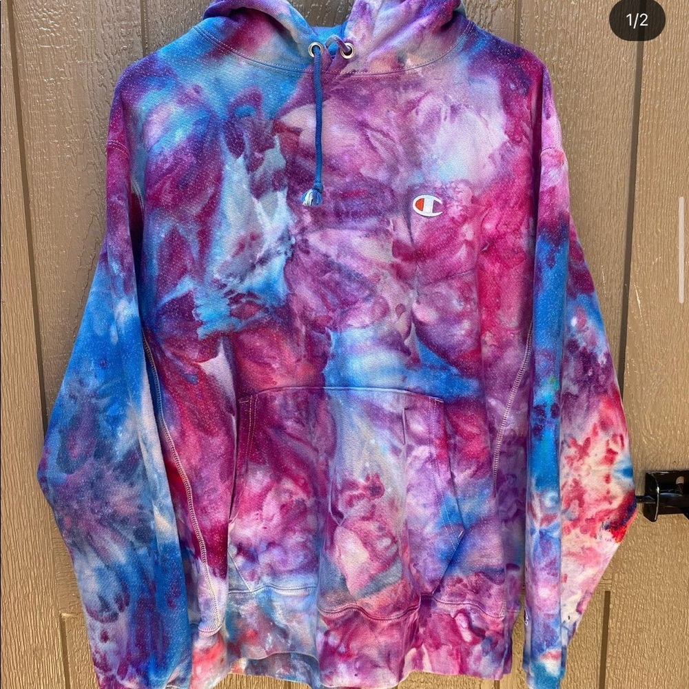 Champion ice tie dye hoodie. Reverse weave.